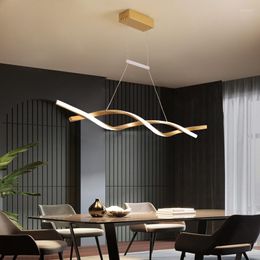 Hangende lampen moderne minimalistische LED voor eetkeuken woonkamer afstandsbediening REPERTE LIJNBELE LIJN CURVE Design plafond kroonluchter