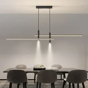 Lampes suspendues Lampe LED minimaliste moderne en métal lumière variable sur la table cuisine salle à manger lustre éclairage suspension design