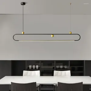 Lámparas colgantes Luces LED minimalistas modernas Línea de arte Diseñador Cocina Comedor Bar Decoración de mesa Restaurante Hanglamp Cord ajustable