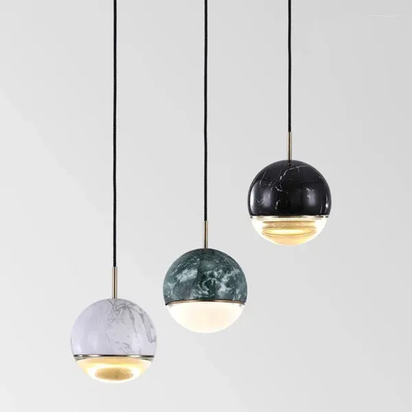 Pendants lampes modernes minimalistes en marbre rond