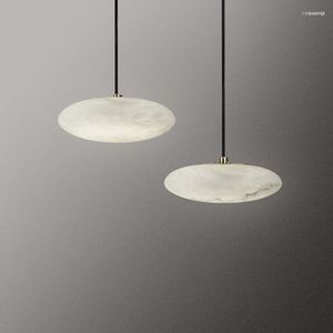 Lampes suspendues moderne minimaliste unique tête lustre en marbre naturel restaurant allée couloir lumière nordique chambre chaude