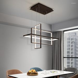 Lampes suspendues Design de style minimaliste moderne lampe à LED pour salle à manger cuisine bar salon chambre noir plafond lustre lumière