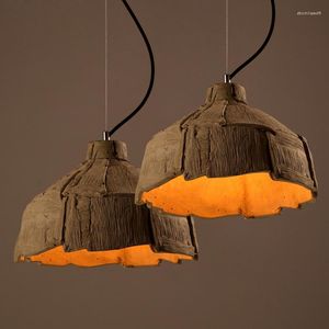Lampes suspendues modernes nordiques ciment bois comme lumières Restaurant Bar café E27 Base Art maison Lustres De Sala suspendus