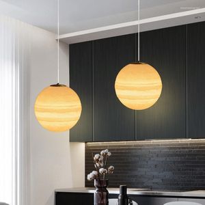 Lampes suspendues modernes nordiques lune abat-jour lumières pour salle à manger chambre décor El LED suspension luminaire plafond lustre