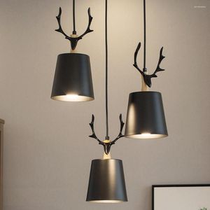 Hanglampen moderne Noordse houten gewei lichten Eenvoudig LED hangende verlichtingslamp armatuur keukeneiland bar kinderkamer huisdecoratie