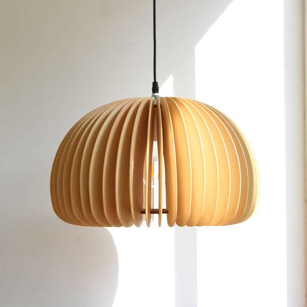Lámparas colgantes Diseño de madera nórdico moderno Lámpara colgante LED para comedor Cocina Bar Dormitorio Pasillo Lámpara colgante E27 Luz de araña de techo