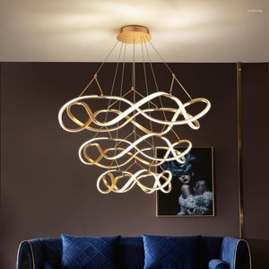 Lampes suspendues Moderne Nouveauté Smart Dimmable Led Lumières Salon Décor En Aluminium Lampe À Manger Suspension Luminaire