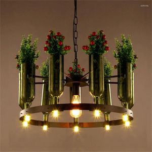 Hanglampen moderne verlichtingsarmaturen in pastorale stijl met glazen lampenkap en plantenbloempot die hangt voor balkoncafé deco