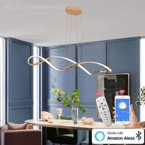 Hanglampen moderne hanglamp led hanglamp voor eetkamer keuken eiland verlichting goud chroom led kroonluchter lustres Alexa/Remote G230524