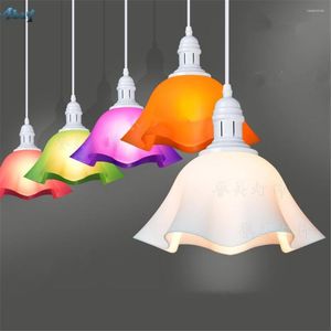 Hanglampen moderne plastic led -lichten bloemvorm hangende lamp voor restaurant supermarkt café bar verlichtingsbegdeel loft deco e27