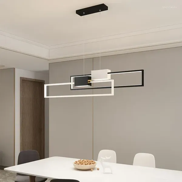 Lampes suspendues rectangulaires modernes LED lumières créatives minimaliste salon salle à manger cuisine bar lustre éclairage décor à la maison luminaire