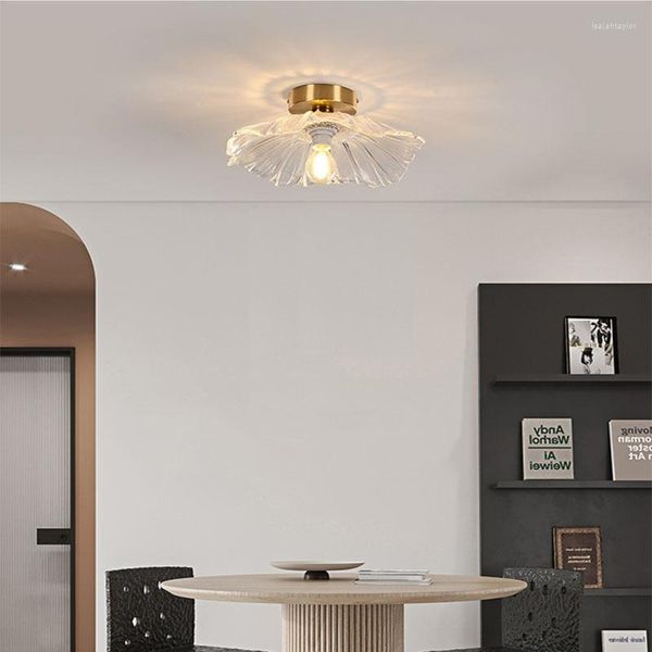 Pendants lampes modernes Restaurant lustre Simple and Creative Lotus Leaf plafond Bar Table Corridor Crystal Glass Bedside