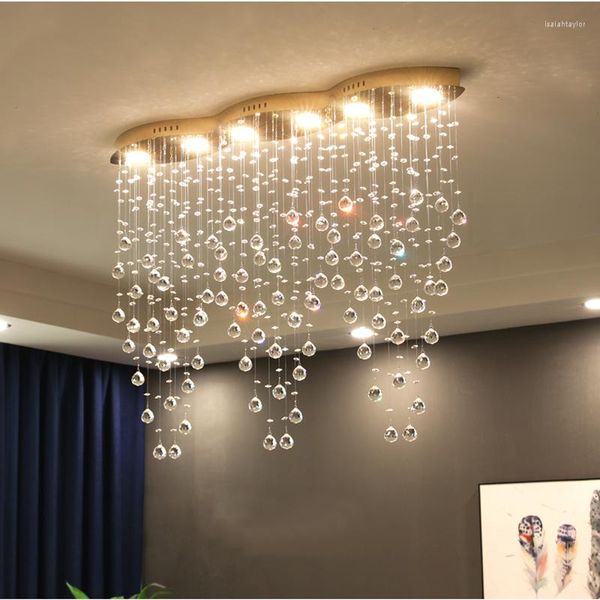 Lampes suspendues Restaurant moderne pendentifs en cristal lumière salle à manger lampe suspendue barre cristaux escalier pour chambre décor à la maison