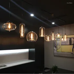 Hanglampen Modern Restaurant LED Kroonluchter Nordic Retro Creatieve Bar Coffeeshop Lamp Transparant Enkel Glas Trap Deco