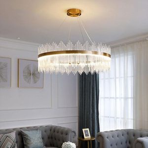 Hanger lampen moderne ronde kristallen kroonluchter voor eetkamer rechthoek ontwerp ontwerp keukeneiland verlichting armaturen chroom led cristal lustrepen