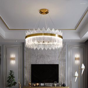 Lampes suspendues Lumière ronde moderne Lustre en cristal de luxe Design ovale Restaurant Luminaire Salon Villa Chambre Étude LED
