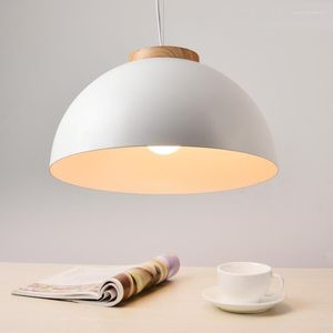 Hanglampen moderne ronde witte lichten houten hangende lamp dineren metaal industriële hanglamp ijzerophanging verlichtingsarmatuur