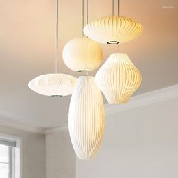 Lámparas colgantes Lámpara de burbuja de seda moderna George Nelson Colgando Sala de estar Arte Araña LED Suspensión PA0363