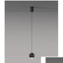 Lampes suspendues modernes simples boule lumières plafond suspendu nordique pour café bar décor noir/blanc lampe livraison directe Dh7yu