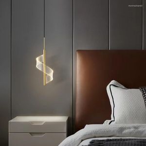 Lámparas colgantes, candelabro moderno Simple creativo tipo S para dormitorio, lámpara de noche, lámpara de ambiente de pared de fondo de TV minimalista de lujo