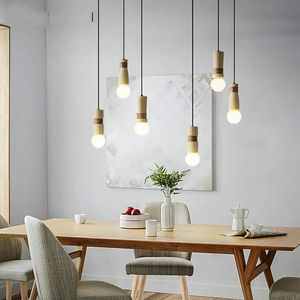 Lampes suspendues Lampe simple moderne Salon Bar à manger Table Chambre Décoration Chevet Lustre en bois massif Décor à la maisonPendentif