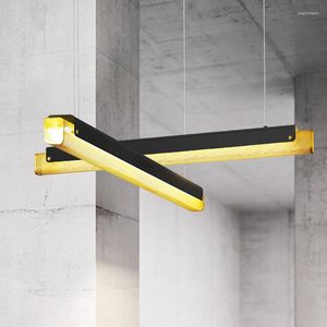 Hanglampen moderne eenvoudige led led lange strip lichten loft industriële lampbar café keuken hangende verlichtingsarmaturen ophanging luminaire