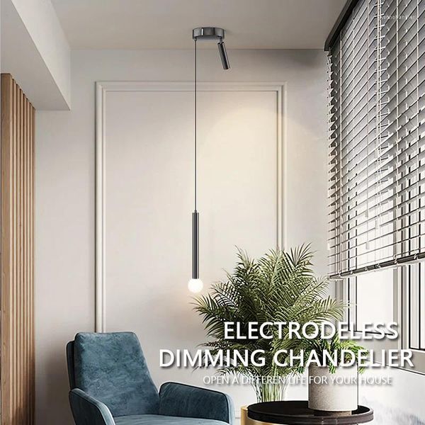 Lampes suspendues Moderne Simple Salon Grille Fond Applique Nordique Chambre Chevet Net Lumière Rouge Luxe Bar Longue Ligne Petite Chand