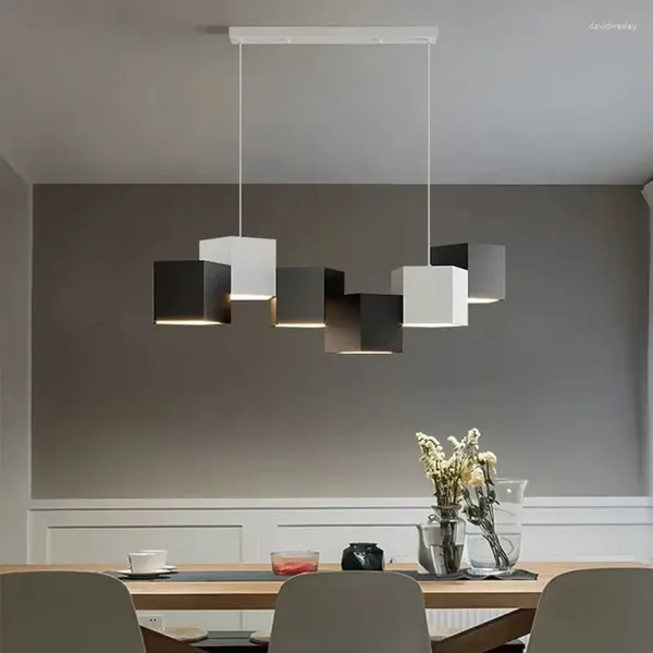 Lámparas colgantes Luces LED cuadradas simples modernas Minimalismo Metal Suspender Mesa de comedor Colgante Decoración para el hogar Accesorios de iluminación interior