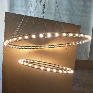 Lampes suspendues moderne simple en acier inoxydable anneau lustre LED salon chambre lumière chaude 60cm 80cm 100cm or lampe d'intérieur luminairependan