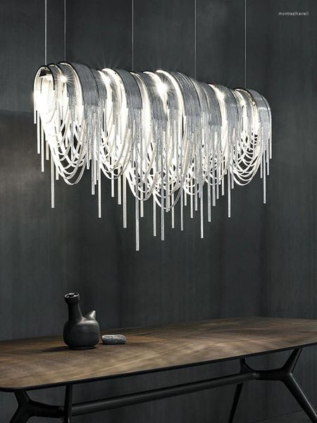 Lampes suspendues Moderne Simple Cascade Personnalité Créative Gland Chaîne En Aluminium Lustre