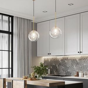 Hangende lampen moderne enkele kop transparant glazen bolvormig dimmen led kroonluchter eetkamer hangend licht goud/chrome kroonluchterpendant