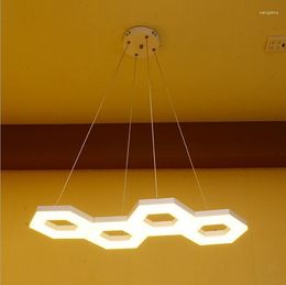 Lampes suspendues Moderne à six faces en forme de personnalité Creative LED Acrylique Lustre Salon Salle À Manger El Chambre Étude Suspendue