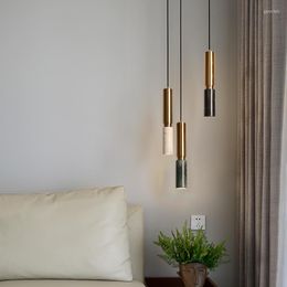Hanglampen moderne kleine minimalistische kroonluchter verlichting voor slaapkamer bedmachelkamer led lamp marmeren eenhoofdige binnenwoning huishouduren