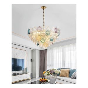 Lámparas colgantes Vidrieras modernas Luces de araña LED Color de moda Dormitorio creativo Personalidad Comedor Sala de estar Entrega de gota Dhe6W