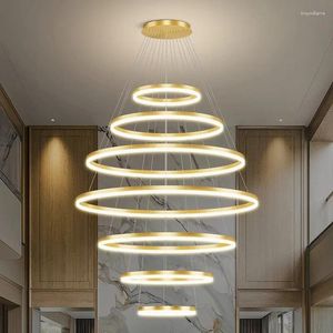 Lampes suspendues Lustre d'escalier moderne lumières éclairage intérieur plafonnier suspendu lumière LED lustres pour salon éclairage