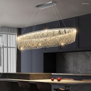 Hanglampen Moderne Kwastje LED Licht Ronde Ring Thuis Woonkamer Verlichting Interieur Zilver Glans Kroonluchter Fixtur