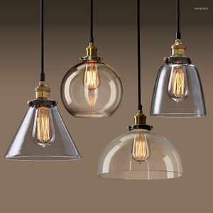 Hanglampen moderne transparante barnsteen rook grijs grijs balk slaapkamer studie el industriële stijl eenvoudige single head glazen kroonluchter