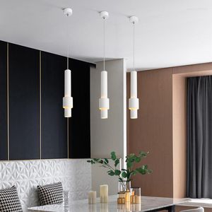 Lampes suspendues Moderne Unique Double Couche Cylindre Conception Lampe Led Unique Haute Qualité Fer Suspension Lumière Noir Blanc 5W COB Puce