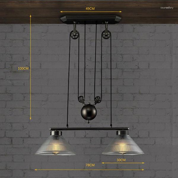 Lampes suspendues Moderne Vintage Pays Américain Industriel Loft Lustre Edison Poulie Lampe Réglable Fil Luminaire Décor À La Maison Éclairage