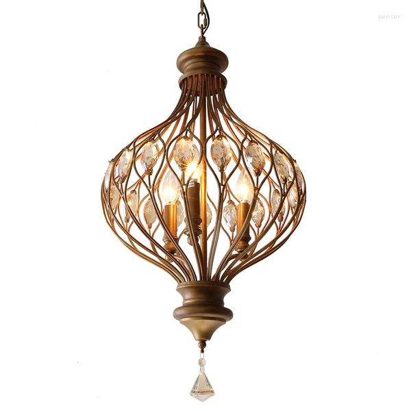 Lampes suspendues Moderne Vintage Orb Lustre En Cristal Éclairage Rustique Bougie Lustres LED Suspension Pour La Maison El Décoration