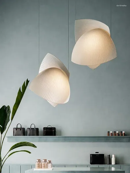 Lampes suspendues modernes Wabi Sabi tissu LED lumières pour salon salle à manger lustres décor à la maison lampe suspendue éclairage design