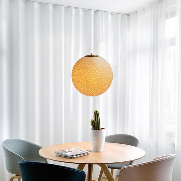 Lampes suspendues Moderne Vague Point Lumière Boule Luxueuse Abat-Jour Pour Chambre Restaurant Décor El Doré LED Suspension Luminaire