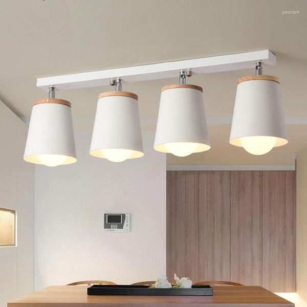 Lampes suspendues plafonniers blancs modernes pour couloir réglable en métal lampara De Techo E27 luminaires d'intérieur en bois