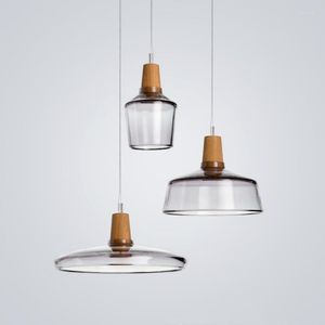 Hanglampen moderne houten lichten glas loft industrieel decor Noordse hangende lamp suspensie armatuur voor woonkamer verlichting armatuur