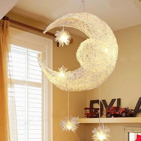 Lámparas colgantes MoonStar Lights Iluminación de la habitación del niño Dormitorio infantil moderno Aluminio para la decoración del hogar colgante