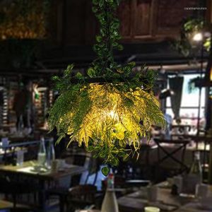 Hanger lampen muziek restaurant groen planten bladeren licht tavern shop banket hall net rode simulatie decoratie kroonluchter kroonluchter