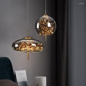 Hanglampen netto rood bed kroonluchter meisje licht luxe lange lijn persoonlijkheidskunst vol sterren el bar glas klein