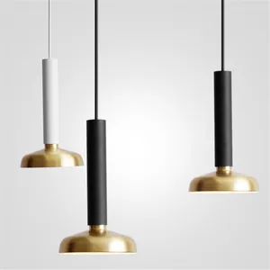 Lampes suspendues Nirdic Simple longue ligne lampe chambre chevet cuisine Led lumières créative noir cuivre minimaliste lustre suspendu
