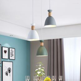 Hanglampen Nodic Lamp LED Hanglampen Verlichting Hout Modern Meerdere kleuren voor restaurant Eetkamer WJ1007