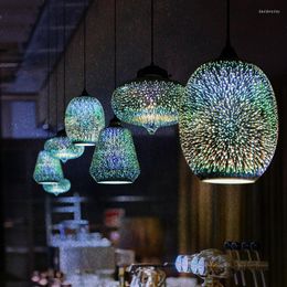 Hanglampen Noordelijke 3D geschilderde sterrenhemel Sky glazen lichten woonkamer decor slaapkamer hangende lamp café romantische kerstverlichting